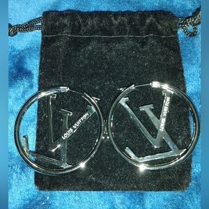 NEW! SILVER LV LARGE 50MM HOOP EARRINGS REPRODUCTION